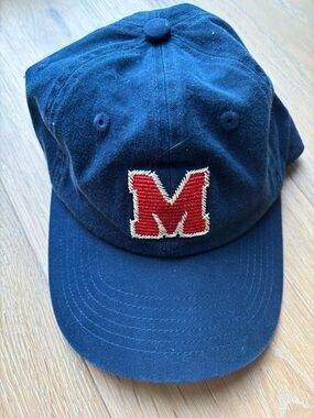 MOTHER DENIM Navy Cap with Red 'M' - Classic Baseball Hat